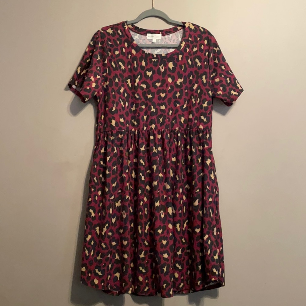 Maroon cheetah dress